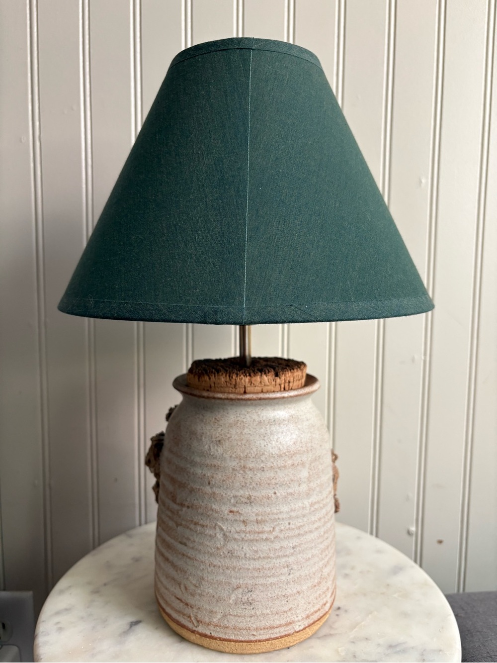 Vintage Primitive Stoneware Jar w/Natural Cork Table Lamp Handmade Rustic VTG - Picture 7 of 16
